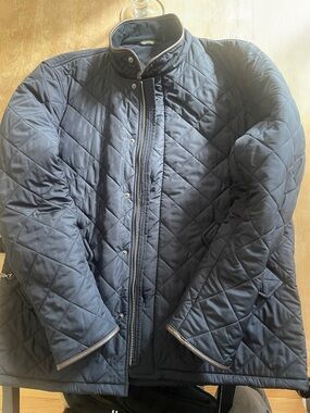 Barbour Navy Quilted Military Field Jacket Mens XL